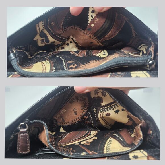 Brighton Womens Leather Crossbody Bag Wallet Organizer Purse Black Brown Charm - Picture 9 of 13